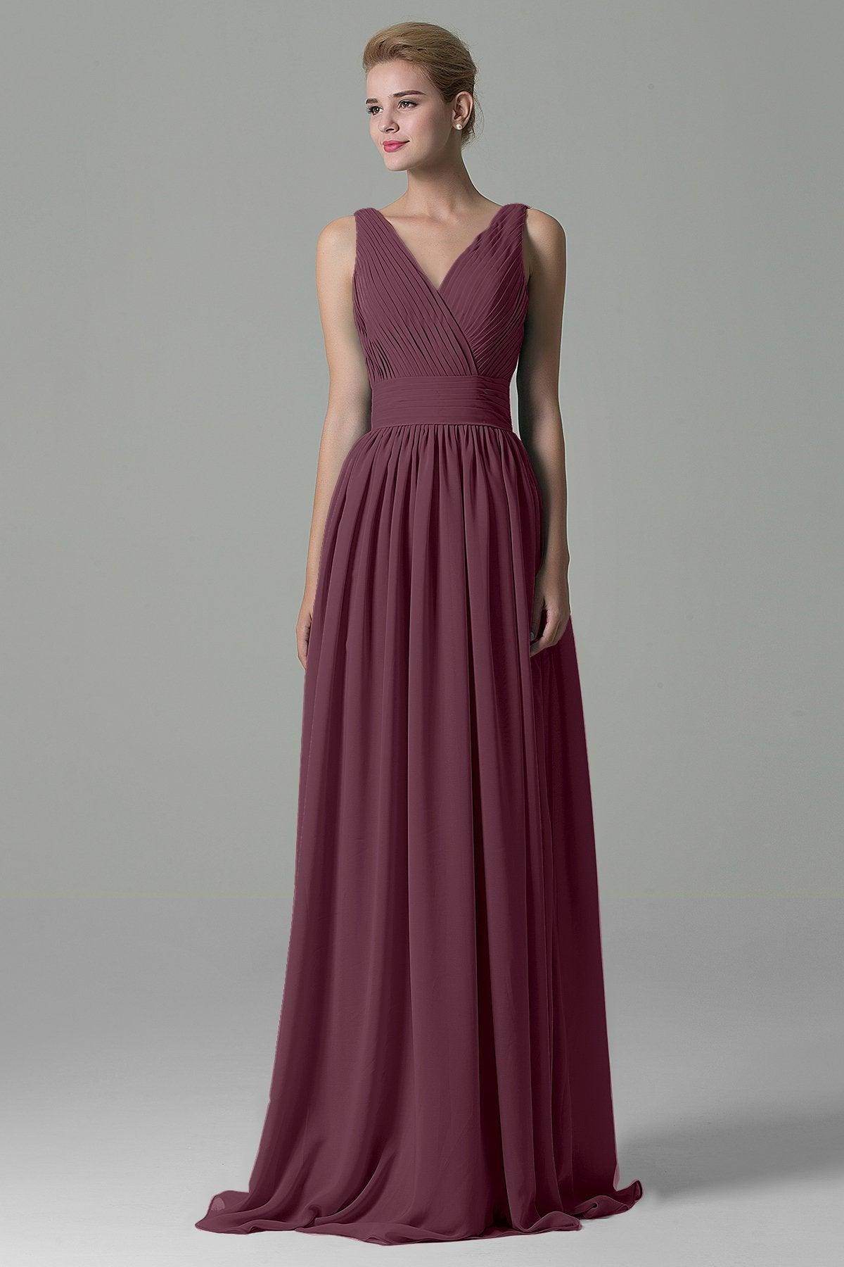 Sheath Floor Length Chiffon Bridesmaid Dress COAF1500A - COCOMELODY
